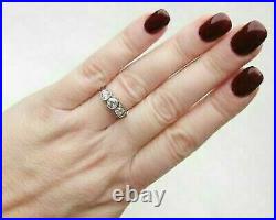Art Deco Vintage Engagement Wedding Ring 2.10Ct Diamond In 14K White Gold Finish