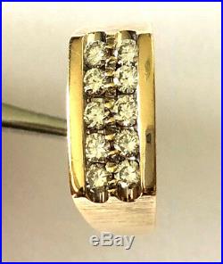 Artcarved Vintage Mens Ring Band 10 Diamond 1 Cttw 14K Yellow Gold Sz 11.25