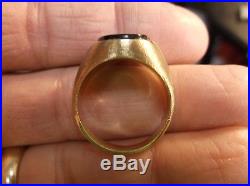 Attractive Vtg Antique Mens 10k Yellow Gold & Black Onyx Art Deco Centurion Ring