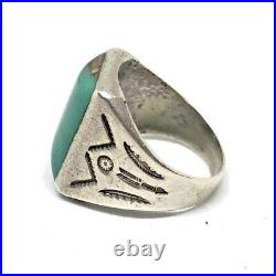 BELL TRADING Sterling Silver TURQUOISE Square Navajo Mens Ring 925 Vintage 10.5