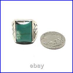 BELL TRADING Sterling Silver TURQUOISE Square Navajo Mens Ring 925 Vintage 10.5