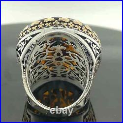 Baltic Amber Ring, Man Silver Large Amber Stone Ring, Turkish Silver Ring