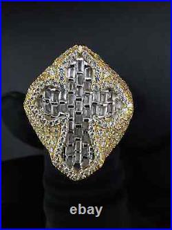 Beautiful Cross Men's Ring Made in 925 Sterling Silver 2CT Lab Created Diamond