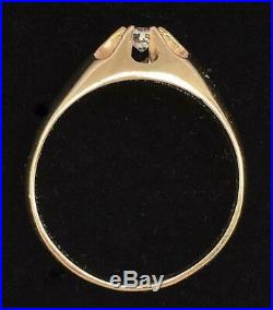 Belcher Style 6-Prong Mens Ring 14kt Yellow Gold Vintage Very Nice! Bold Style