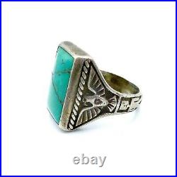 Bell Trading Post Mens Vintage Native American Sterling Silver Turquoise Ring