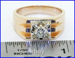 Birks designer 14K vintage 0.55CT VS1/F diamond solitaire mens ring size 10