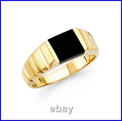Black Onyx Square Signet 14k yellow Solid Gold Ring