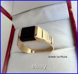 Black Onyx Square Signet 14k yellow Solid Gold Ring