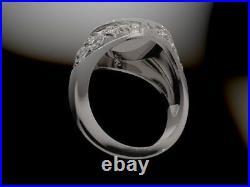 Blue Enamel Luxury Masonic Signet Ring 925 Sterling Silver Men's Vintage Ring
