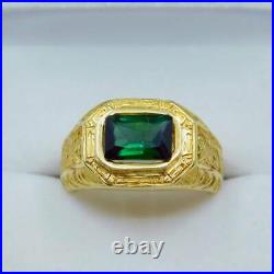 Blue Green Tourmaline 8x6mm 1.61 Carats 14K Yellow gold Antique Vintage-style