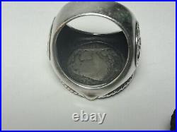 Bold 1935 Buffalo Nickel Inscribed Sterling Silver Vintage Ring Size 10