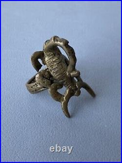 Brutalist Brass Scorpion Hand Wrought Pal Kepyenes MCM Ring SZ 8.5 Vintage