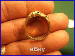 CUSTOM MADE OLD VTG 14K YELLOW GOLD NUGGET MENS (or UNISEX) RING, SIZE 7.5+/