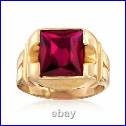 C. 1960 Vintage Men's Ruby Ring in 14kt Yellow Gold Over Men's Jewelry Sizable