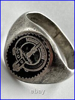 Clan Crested Ring Sterling Silver Manu Forti Scottish Family Heritage Antique