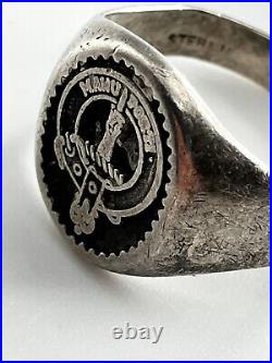Clan Crested Ring Sterling Silver Manu Forti Scottish Family Heritage Antique
