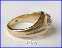 Classic Mens Vintage 14k Gold. 30Ct Diamond Cluster Pinky Ring Sz 7.25 QUALITY