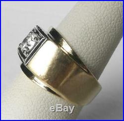 Classic Vintage Mens 14k Gold. 50 Ct European Diamond Solitaire Pinky Ring 7 gr