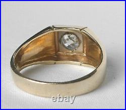 Classic Vintage Mens 14k Gold. 80 Ct European Diamond Solitaire Ring Sz 10.25