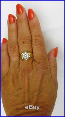 Classy Mens Vintage 14k Yellow Gold Fiery Diamond Cluster RingSize 9.75