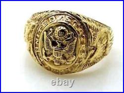 Customize US Army Vintage Mens Aggie Ring Military Ring 14k Yellow Gold Plated