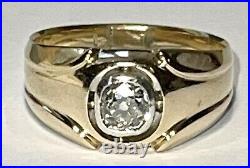 Deco MEN'S 14K Gold Old Mine Cut Diamond Ring 7.7 Grams Elegant Appraisal $4650