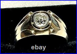Deco MEN'S 14K Gold Old Mine Cut Diamond Ring 7.7 Grams Elegant Appraisal $4650