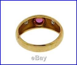 Diamond Ruby 18K Yellow Gold Retro Vintage Men's Gent's or Unisex Ring