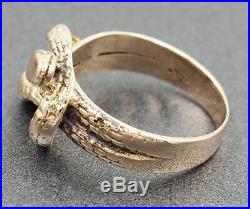 Double Snake Vintage Ring Womens Mens 9ct Yellow Gold Ring Fine Jewelry