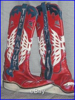 Dustin Rhodes Ring Worn Western Style Wrestling Boots Vintage Eagle Design AEW