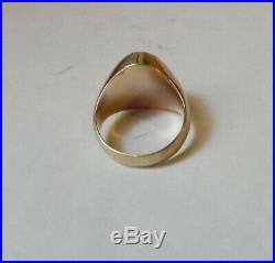EXCELLENT Vintage MAN'S 14K GOLD & TIGER'S EYE PINKY RING size 8 HEAVY-7.5 GRAMS