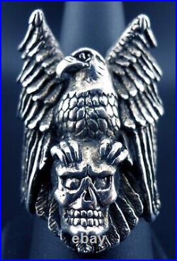 Eagle Ring Vintage Biker MC / Heavy Metal NEW Made In USA Skull Talons