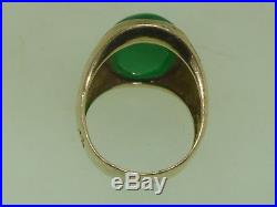 Elegant Vintage Heavy 14k Solid Gold Approx. 15 Ctw Chrysoprase Men's Ring