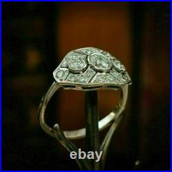 Engagement Ring 1Ct Round Cut Diamond Vintage Deco Ring 14K White In Gold Finish