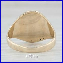 Engravable Signet Ring 10k Yellow Gold Size 8.75 Oval Men's Vintage