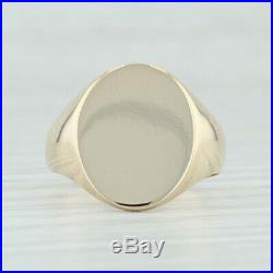 Engravable Signet Ring 10k Yellow Gold Size 9.5 Oval Men's Vintage