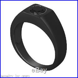 Enhanced Black Diamond Solitaire Men's Ring 0.57 Carat Vintage 14k Black Gold