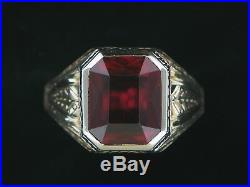 Estate 14kt. Yellow and White Gold Vintage Mans' Ring with a Synthetic Ruby