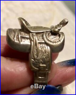 Estate ROY ROGERS genuine 1940s Saddle Ring Nickel Silver Vintage MENs SZ 11