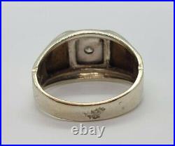 Estate Vintage 14k White Yellow Gold Mens Ring Diamond. 30 Ct Stars Mens Ring