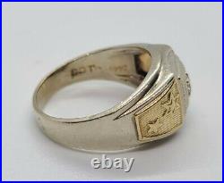 Estate Vintage 14k White Yellow Gold Mens Ring Diamond. 30 Ct Stars Mens Ring