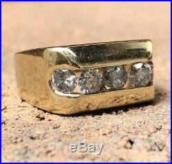 Estate Vintage 14k Yellow Gold Channel Set 2.00tcw Diamond Men's Ring