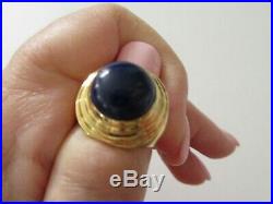 Estate Vintage 18K Yellow Gold Lapis Lazuli Ring 9.4 Gr Sz 8 Mens or Ladies