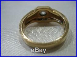 Estate Vintage Art Deco 14k Yellow Gold Men's Diamond Ring Size 8.5