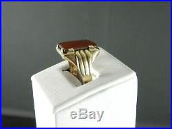 Estate Vintage Art Deco Solid 10K Yellow Gold Mens Ring Carnelian Size 10