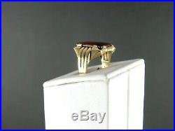 Estate Vintage Art Deco Solid 10K Yellow Gold Mens Ring Carnelian Size 10