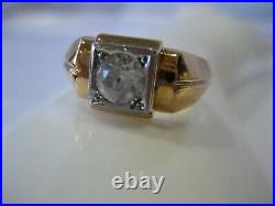 Estate Vintage MID Century Baden & Foss 10k Gold Art Deco Style Men's Ring