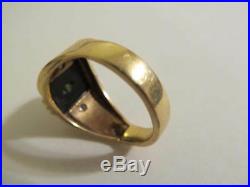 Estate Vintage Men's 14KT GOLD & DIAMOND Black Onyx INITIAL Letter W RING