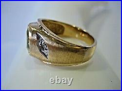 Estate Vintage Men's 14k Yellow Gold Green Spinel Ring Size 7.5
