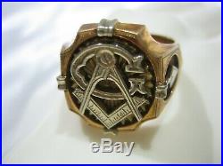 Estate Vintage Men's 14k Yellow Gold Masonic Ring 20.1 Grams Size 9.5